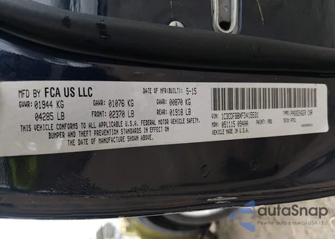 2015 Dodge Dart Sxt z USA, uszkodzony, nr VIN 1C3CDFBBXFD415531